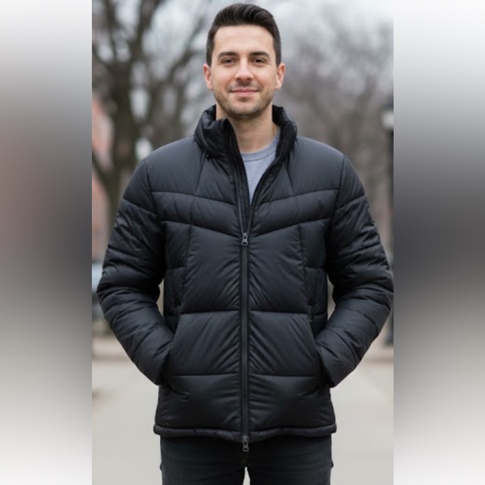 The Recycled Planet Company Men's Classic Black Puffer Jacket